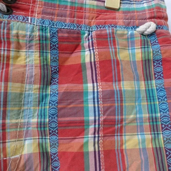 Polo Ralph Lauren Shorts Small Plaid Swim Trunks Tartan Stewart Board Madras - Picture 8 of 13